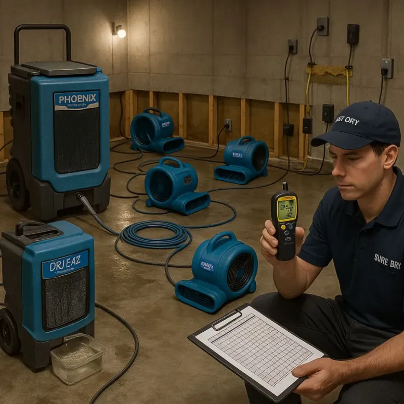 Structural Drying and Dehumidification process in Marshall County, TN